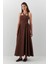 Boyundan Askılı A Kesim Uzun Elbise Kahverengi 2