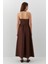 Boyundan Askılı A Kesim Uzun Elbise Kahverengi 4
