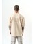 Erkek High Nakışlı Oversize T-Shirt Bej 1
