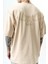 Erkek High Nakışlı Oversize T-Shirt Bej 4