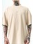 Erkek High Nakışlı Oversize T-Shirt Bej 5