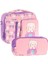 Kids Kız Çocuk Somon Mor Kedi Desenli Üç Bölmeli Thermo Beslenme Çantası ve Kalemlik Seti (L7241+L8241) 1