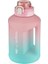 1600ML Çift Renk Taşıma Askılı ve Kulplu Motivasyon Su Matarası Sticker Hediyeli (Pembe-Turkuaz) 1