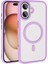 Ile Uyumlu iPhone 16 Plus Kılıf Wireless Şarj Özellikli Zore Krom Magsafe Silikon Kapak Pembe 1