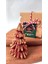 Doğal Petek Balmumu Mum Kırmızı Altın Simli Çam Ağacı Boy 8.5 cm Bal Mumu Beeswax Candle 2