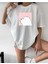 Oversize T-Shirt Ayı Baskılı Beyaz Renk 1