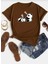 Oversize T-Shirt Pandalar Baskılı Kahverengi Renk 1