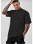 Oversize T-Shirt Yazısı Baskılı Siyah Renk 1