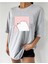 Oversize T-Shirt Ayı Baskılı Gri Renk 1