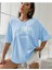 Oversize T-Shirt Baskılı Mavi Renk 1