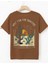 Oversize T-Shirt Arizona Baskılı Kahverengi Renk 1