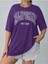 Oversize T-Shirt Baskılı Mor Renk 1
