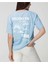 Oversize T-Shirt Brokliyn Baskılı Mavi Renk 1