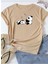 Oversize T-Shirt Pandalar Baskılı Bej Renk 1