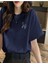 Oversize T-Shirt Baskılı Lacivert Renk 1