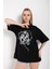 Oversize T-Shirt Baskılı Siyah Beyaz Renk 2