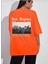 Oversize T-Shirt Sırt Baskılı Turuncu Renk 1