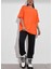 Oversize T-Shirt Sırt Baskılı Turuncu Renk 2