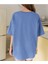Oversize T-Shirt Baskılı Mavi Renk 2