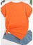 Oversize T-Shirt Kedi Baskılı Turuncu Renk 2