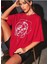 Oversize T-Shirt Baskılı Kırmızı Renk 1