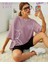 Oversize T-Shirt Ayı Baskılı Lila Renk 1