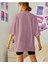 Oversize T-Shirt Ayı Baskılı Lila Renk 2