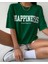 Oversize T-Shirt Baskılı Yeşil Renk 1