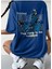 Oversize T-Shirt Baskılı Mavi Renk 1