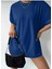 Oversize T-Shirt Baskılı Mavi Renk 2