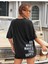Oversize T-Shirt Baskılı Siyah Renk 1