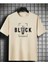 Oversize T-Shirt Black Baskılı Bej Renk 1