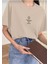 Oversize T-Shirt Baskılı Bej Renk 1