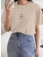 Oversize T-Shirt Baskılı Bej Renk 2