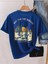 Oversize T-Shirt Arizona Baskılı Saks Mavi Renk 1