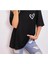 Oversize T-Shirt Kalp Baskılı Siyah Renk 2