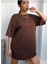 Oversize T-Shirt Sırt Baskılı Kahverengi Renk 2