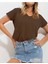 Oversize T-Shirt Baskılı Kahverengi Renk 1