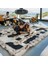 %100 Doğal Dana Derisi Kaymaz Taban Premium Patchwork Halı - Siyah Beyaz Tilki Kürklü 4