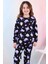 %100 Pamuk Süprem Penye Kumaş Uzun Kollu Bisiklet Yaka Kız Çocuk Pijama Takımı 3-13 Yaş 1