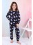 %100 Pamuk Süprem Penye Kumaş Uzun Kollu Bisiklet Yaka Kız Çocuk Pijama Takımı 3-13 Yaş 2