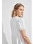 Kadın V Yaka Büzgülü Midi Cotton Elbise 4439/100 2