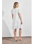 Kadın V Yaka Büzgülü Midi Cotton Elbise 4439/100 4