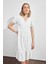 Kadın V Yaka Büzgülü Midi Cotton Elbise 4439/100 5