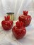 Dekoratif Parlak Kırmızı Nar Mumlar- Altın Benekli 3 Lü Set 10CM-9CM-8CM 2