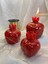 Dekoratif Parlak Kırmızı Nar Mumlar- Altın Benekli 3 Lü Set 10CM-9CM-8CM 3