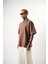 Erkek Respire Yazı Detaylı Oversize T-Shirt Kakao 2