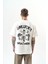 Erkek Unlucky Baskılı Oversize T-Shirt Ekru 1