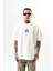 Erkek Unlucky Baskılı Oversize T-Shirt Ekru 2