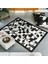 %100 Doğal Dana Derisi Kaymaz Taban Premium Patchwork Halı - Siyah Beyaz 1